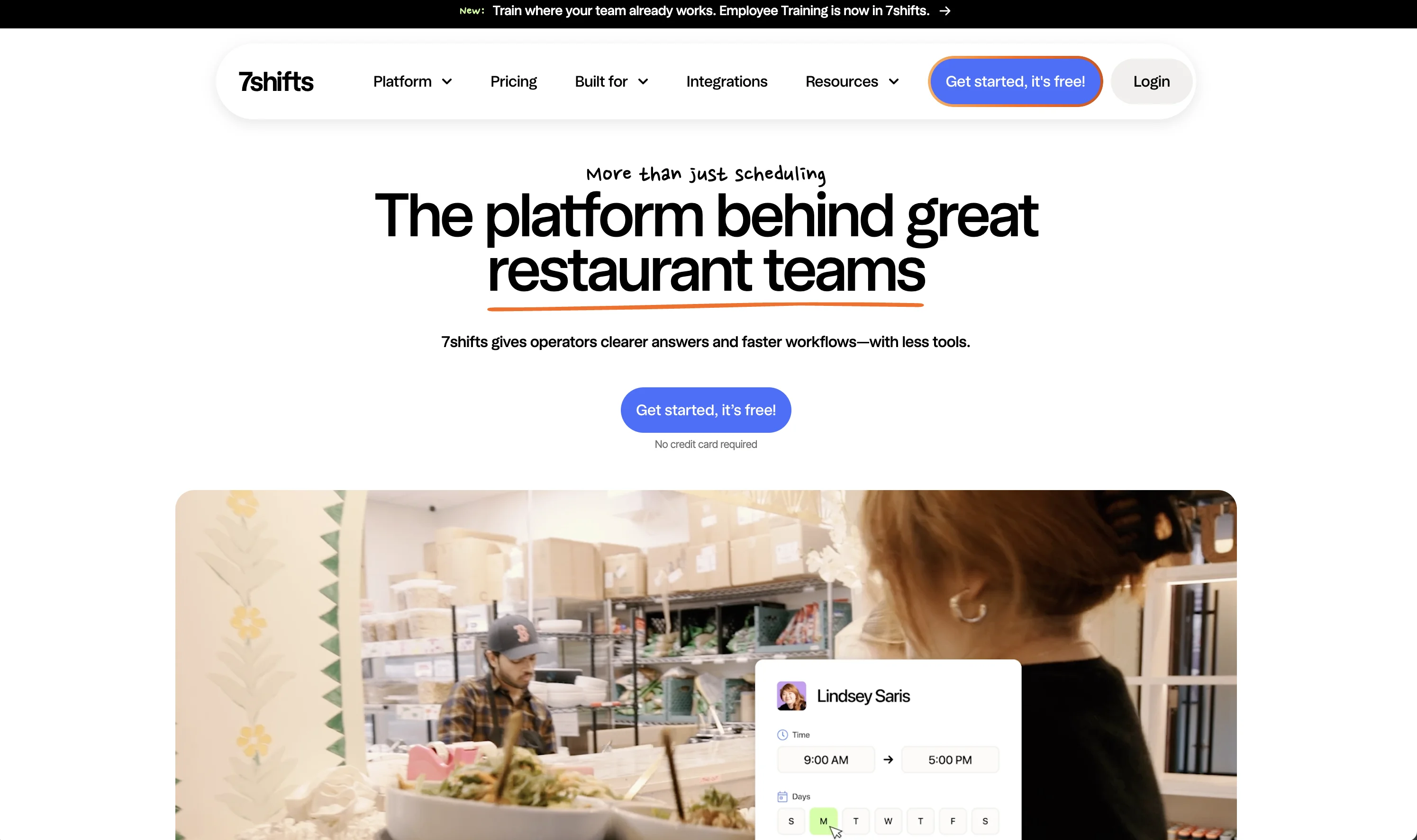 7shifts website view