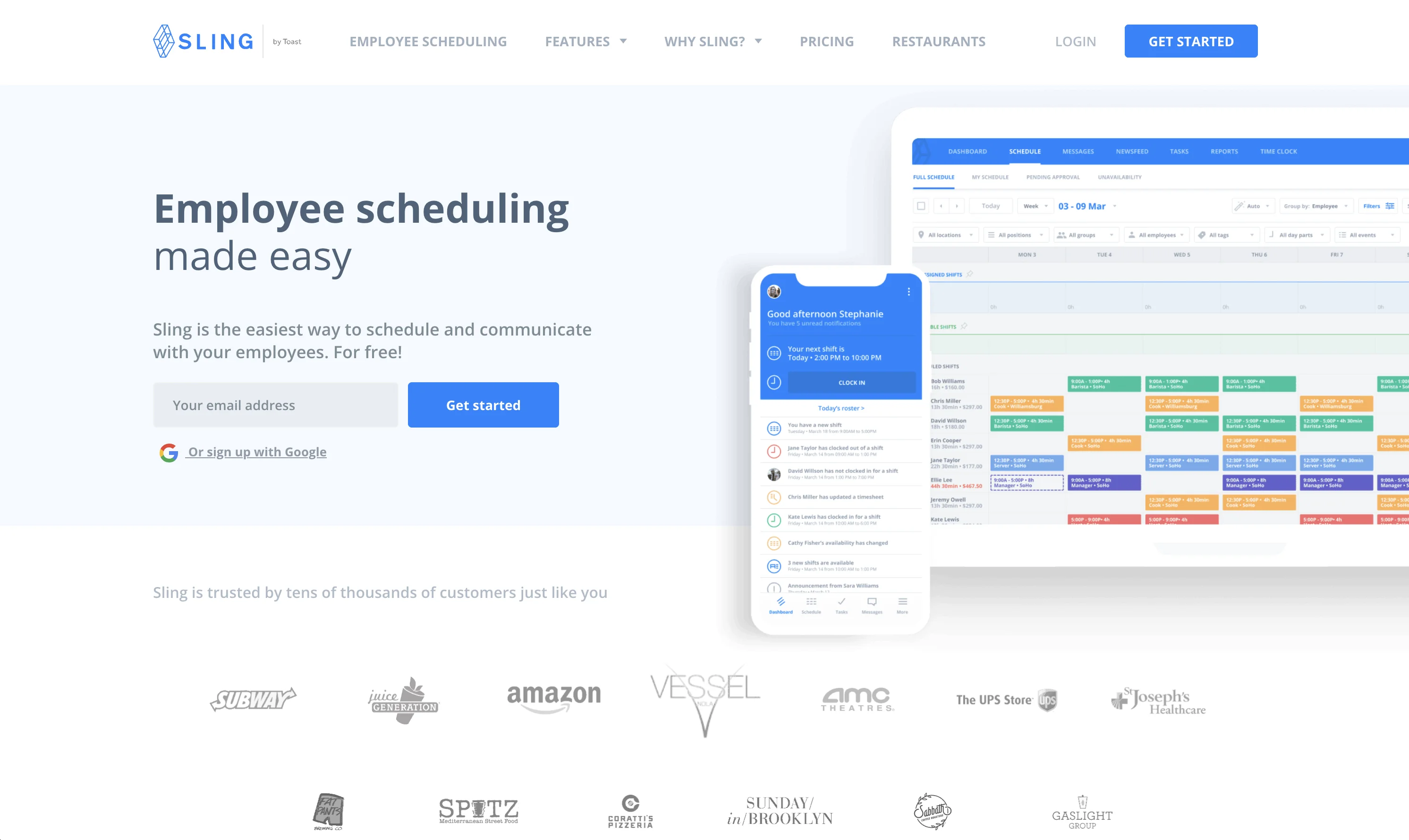 Sling website view