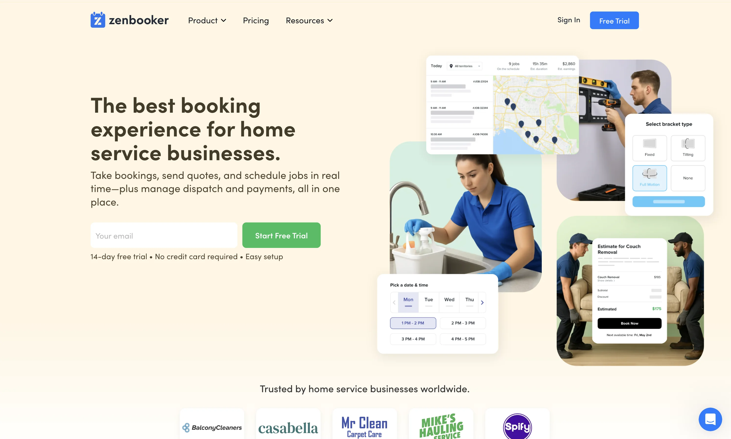 Zenbooker website view