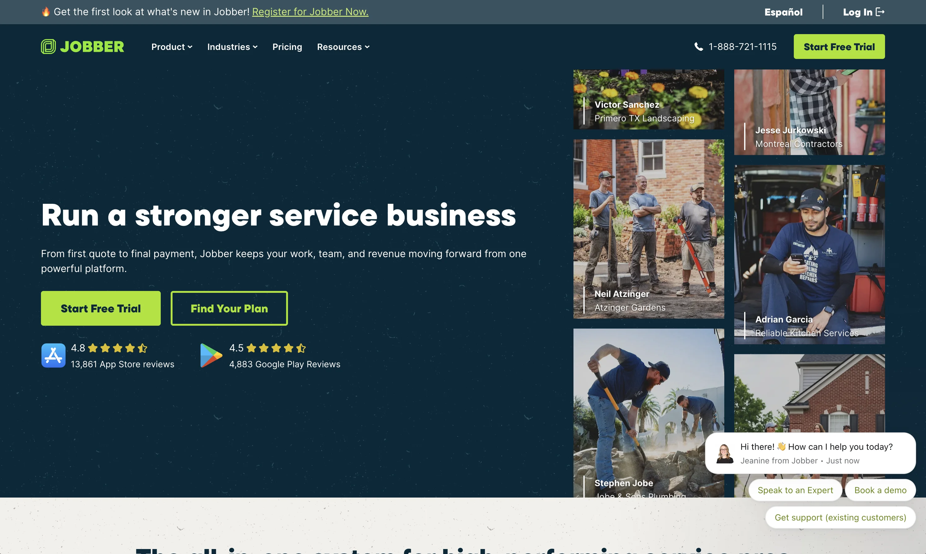 Jobber website view