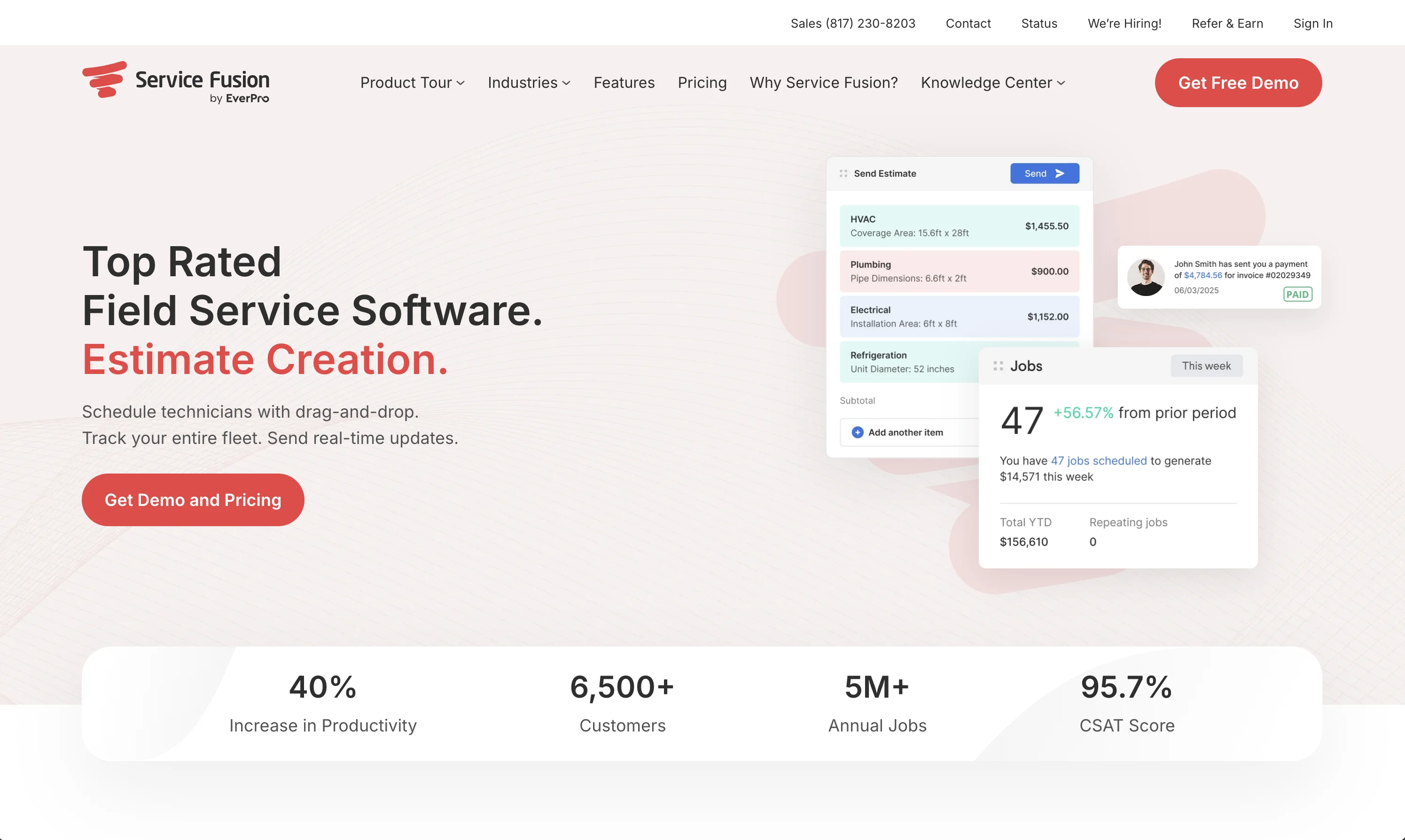 Service Fusion website view