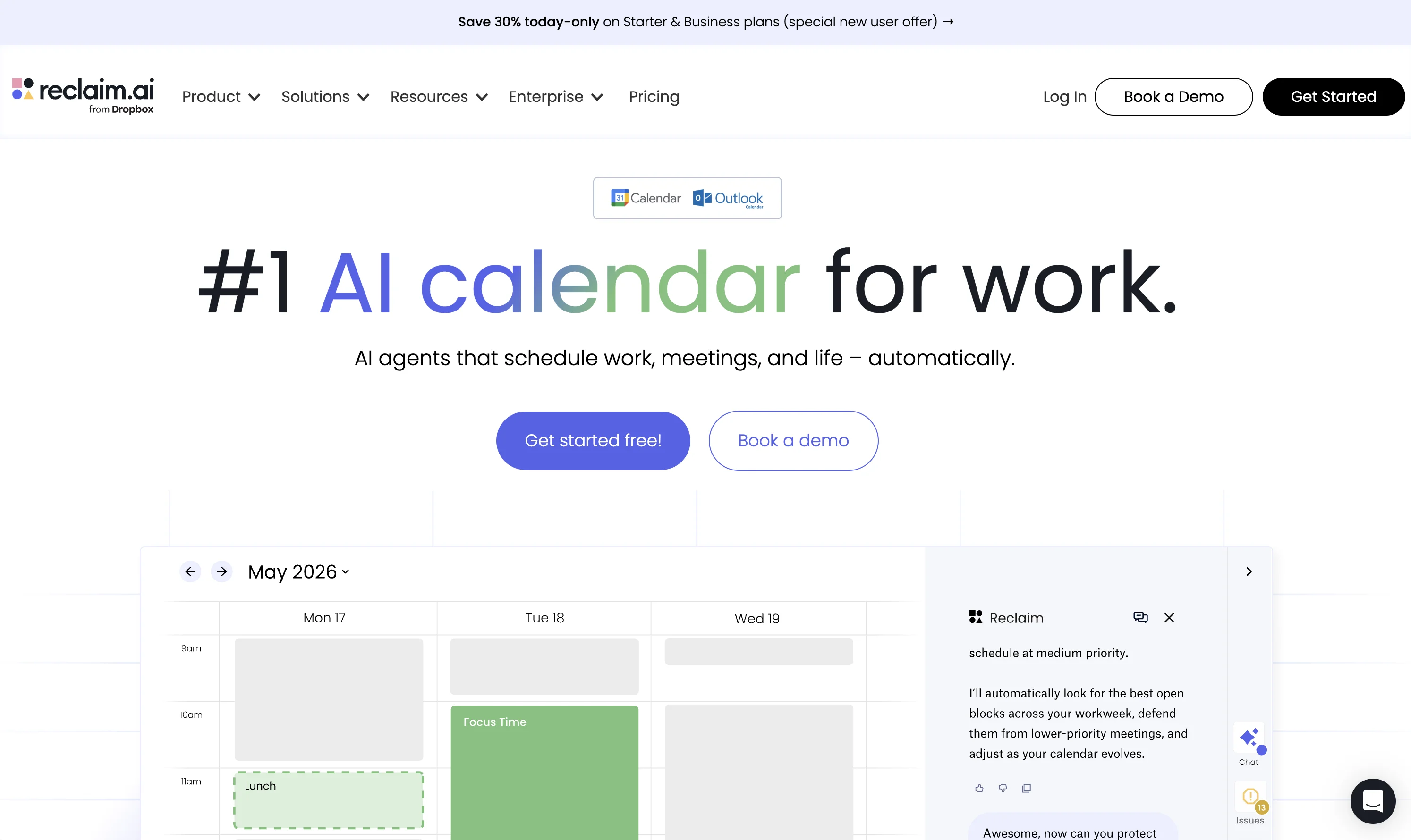 Reclaim website view