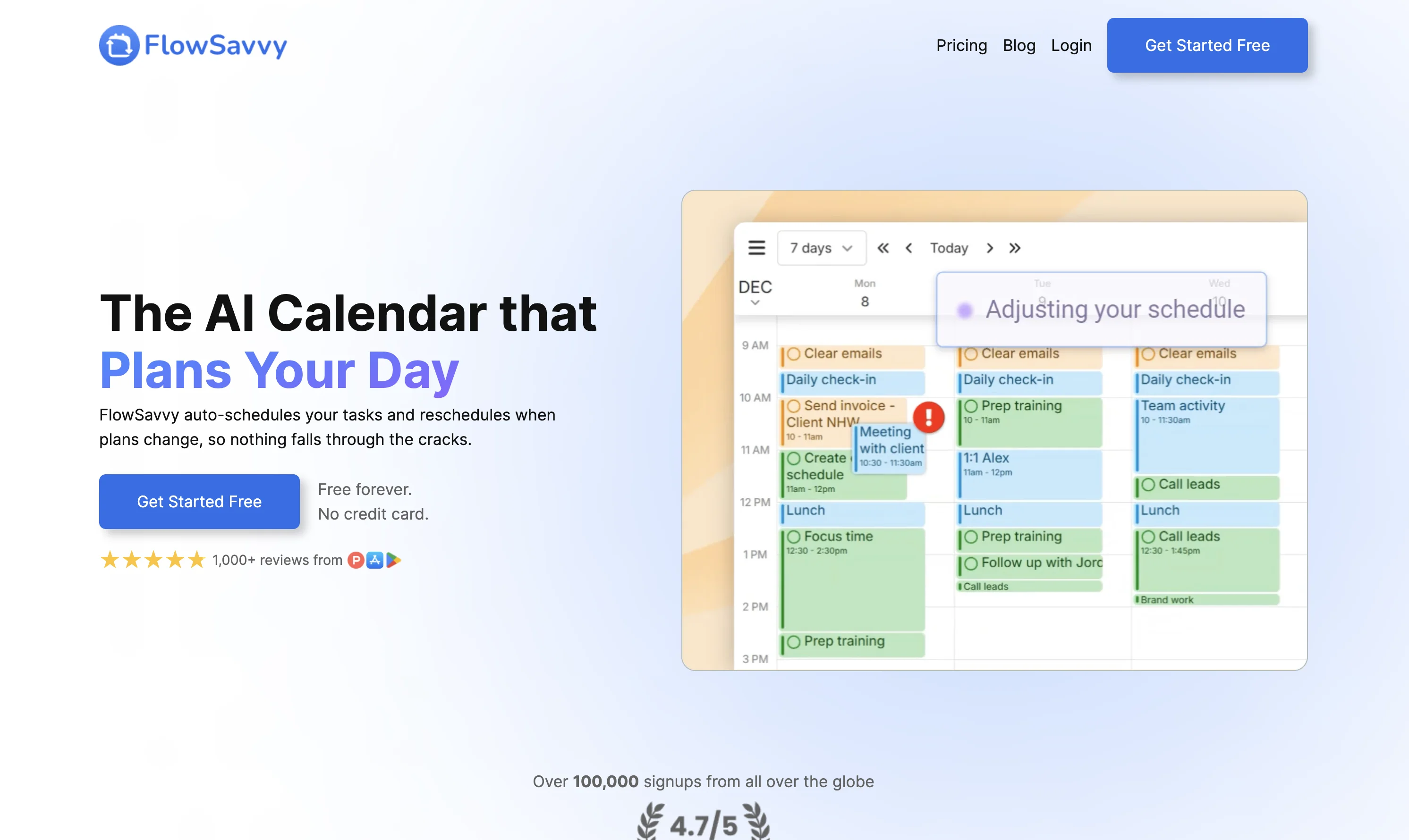 FlowSavvy website view