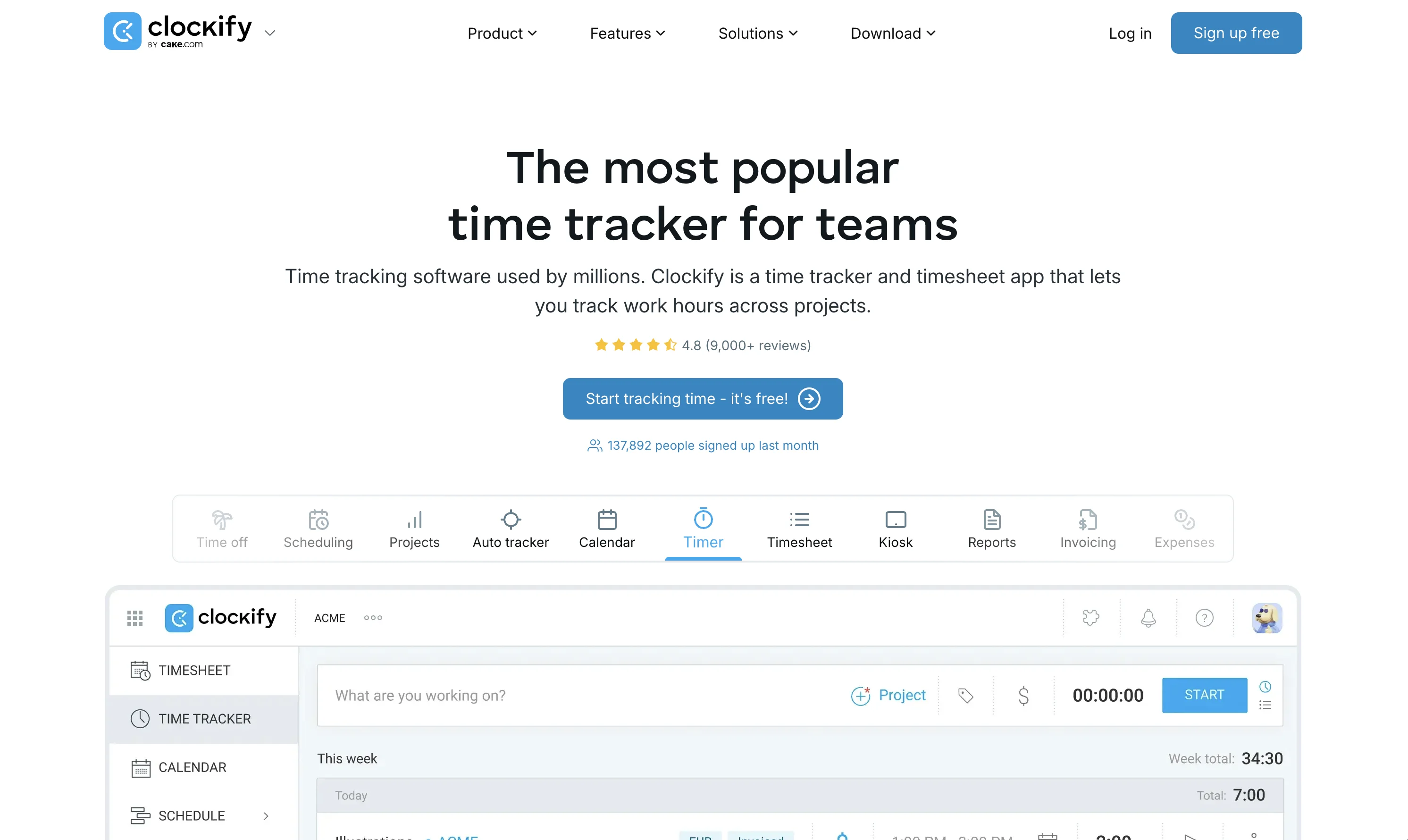 Clockiy website view