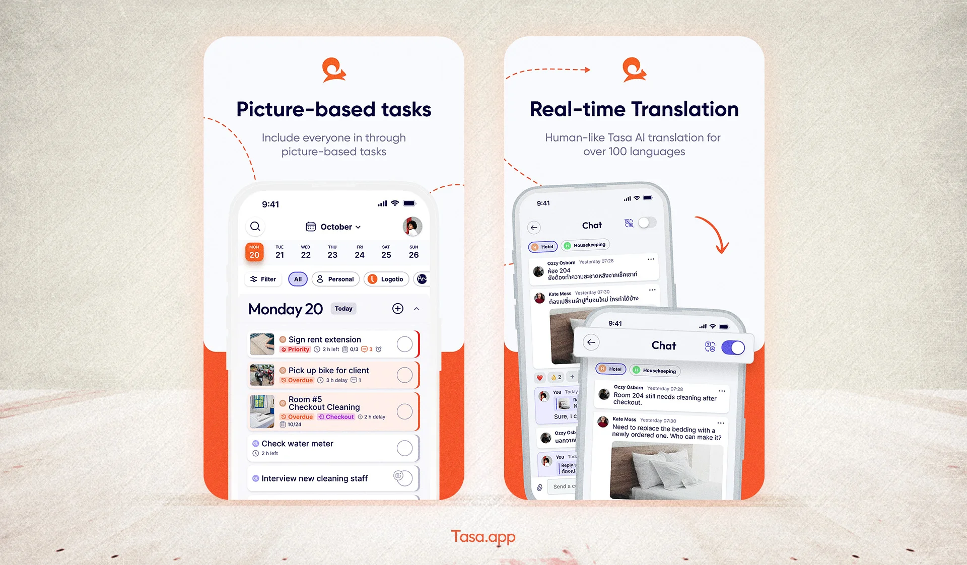 picture-based tasks & real-time translation user interface