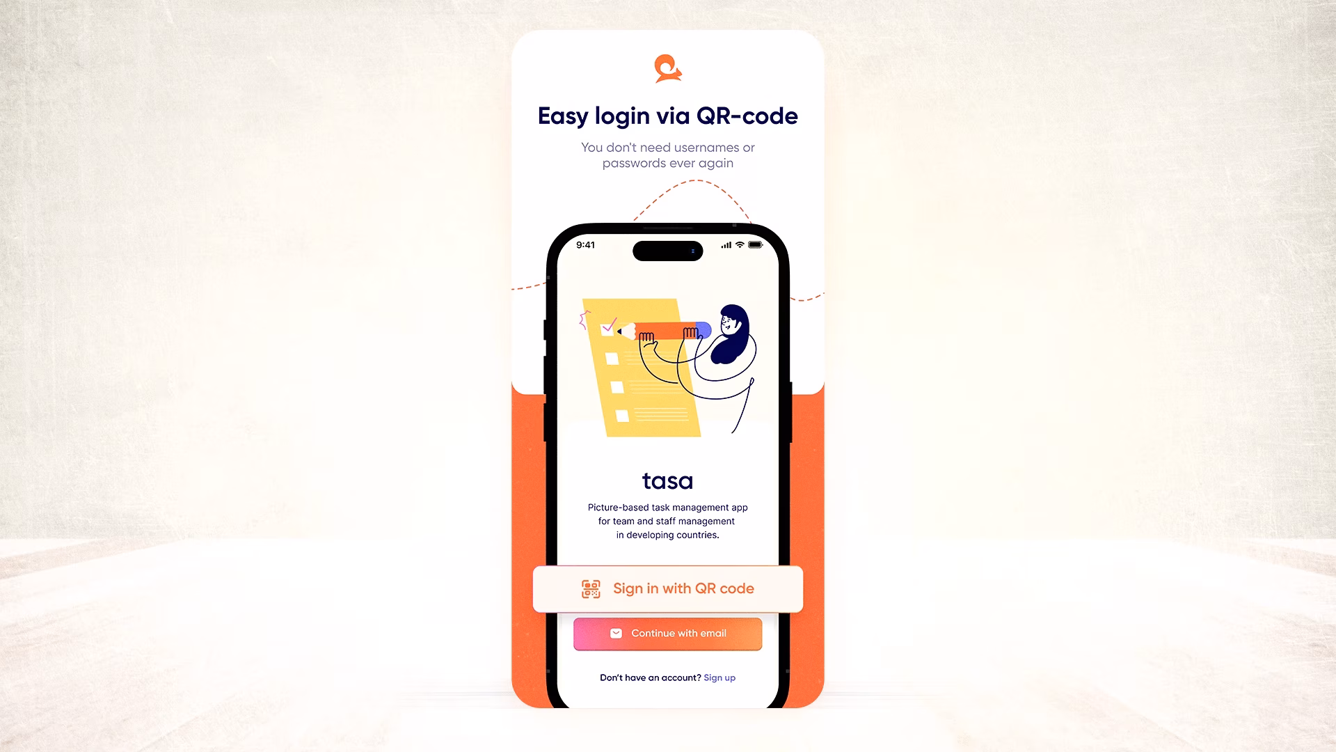 Tasa easy login via QR code