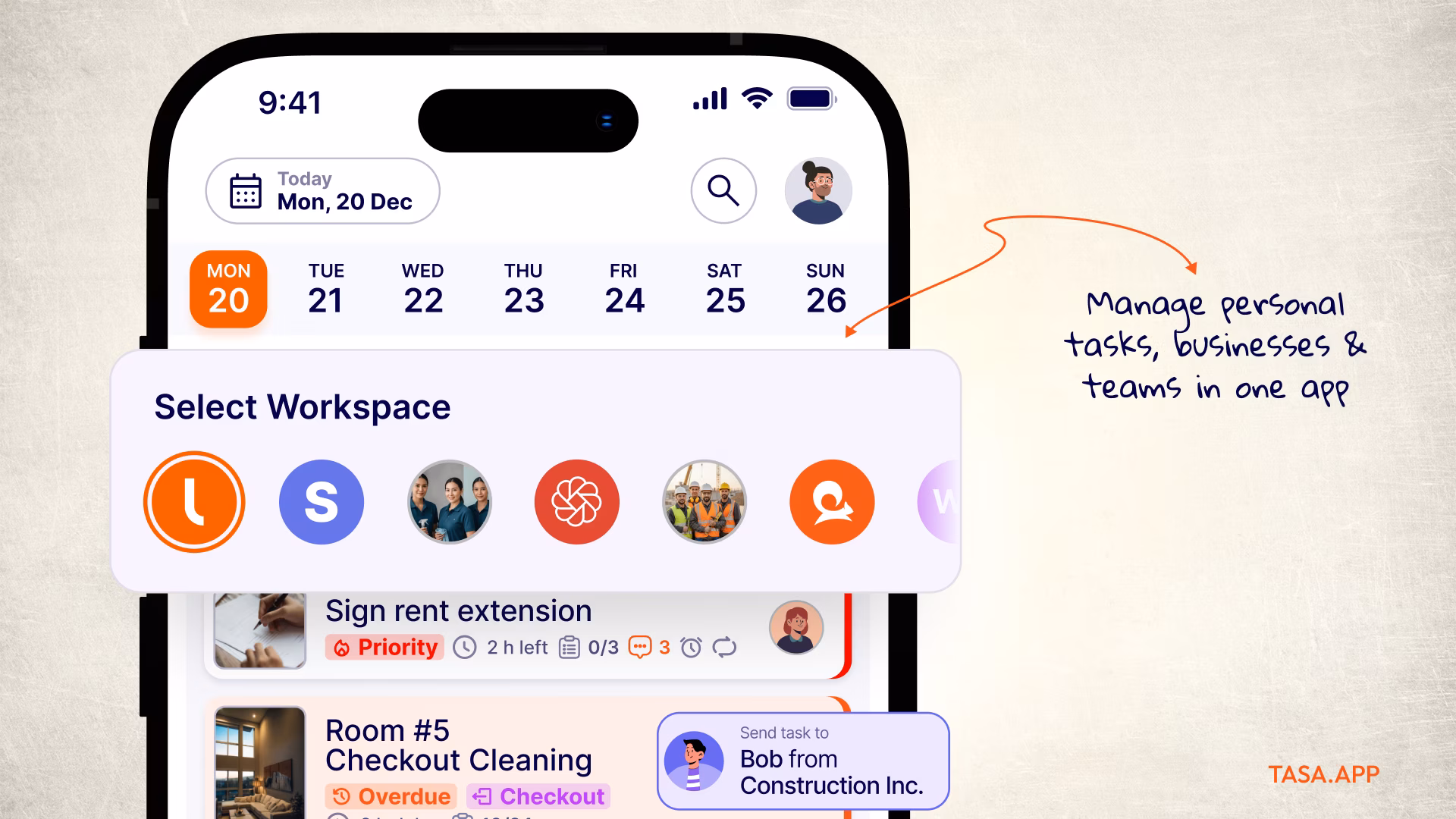 Tasa multi workspace user interface