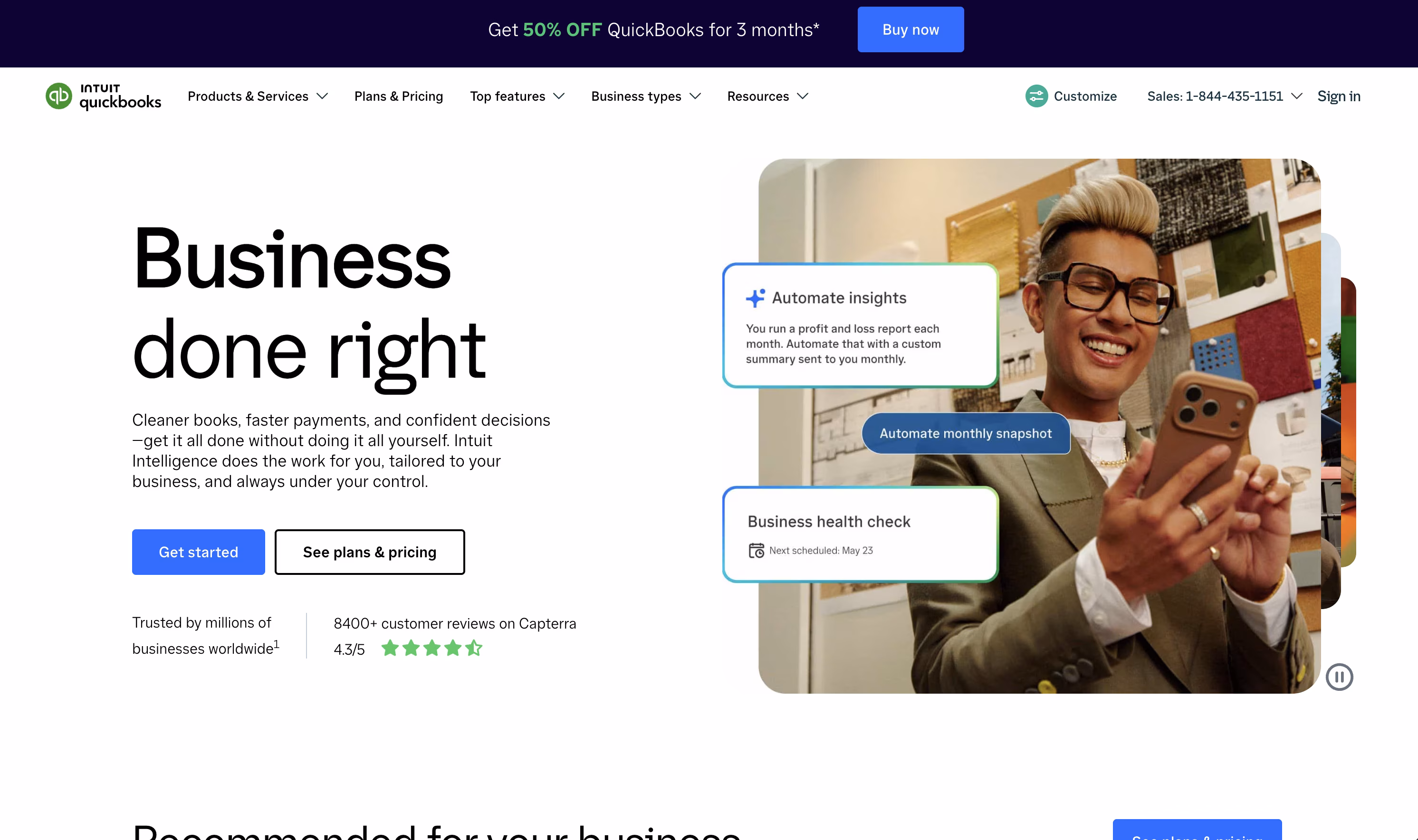 Quickbooks Online website view 