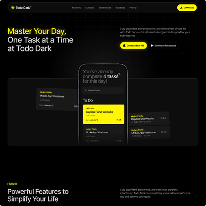 Todo Dark — Technology Website Template