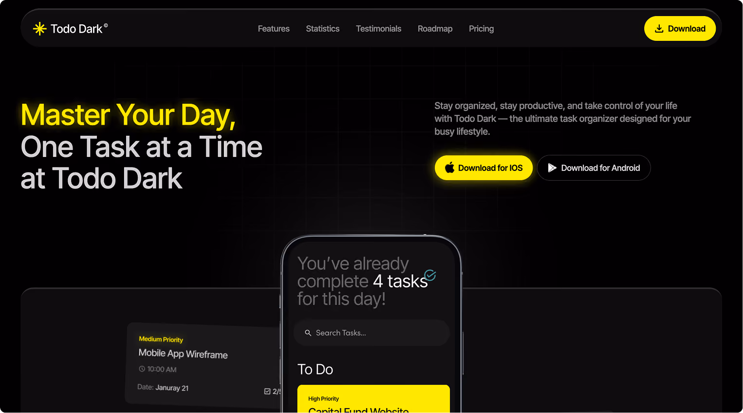Todo Dark — Technology Website Template
