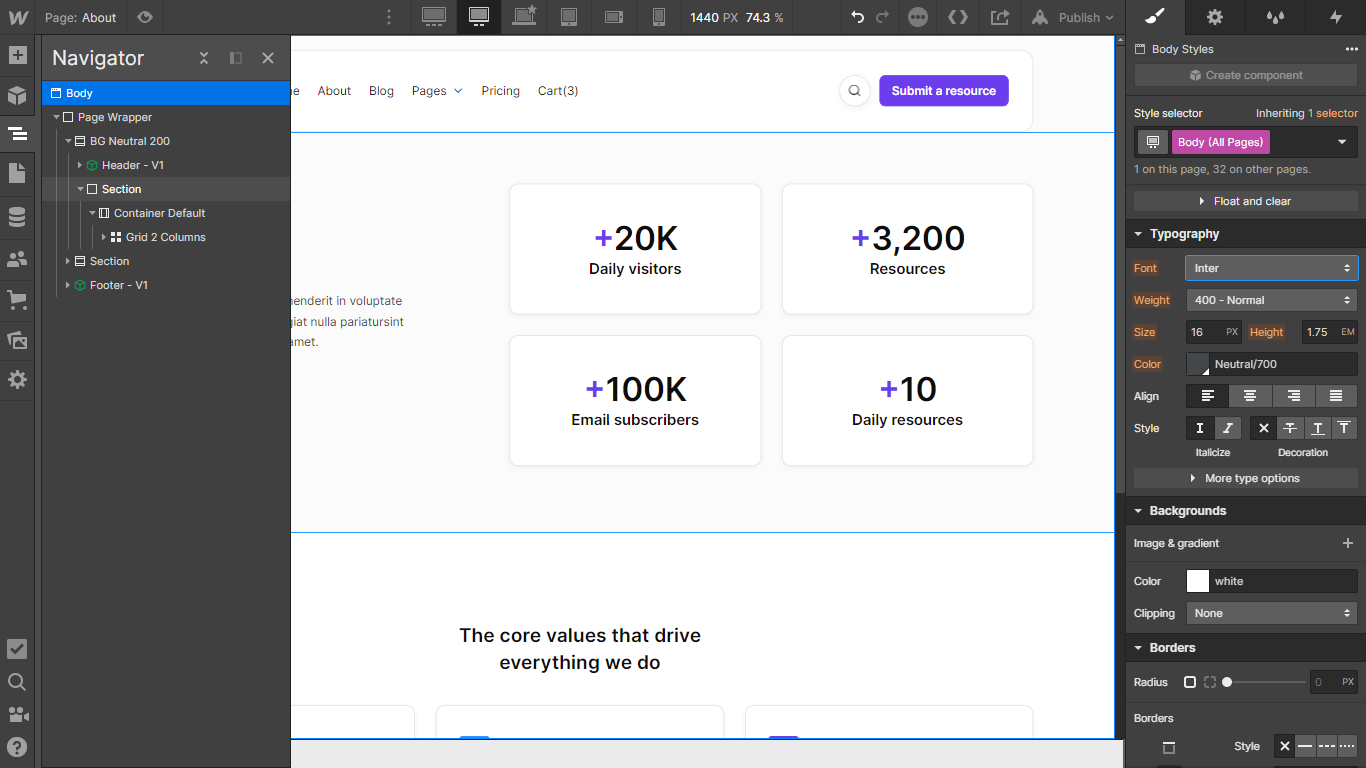 Curated X - Webflow Template And Ui Kit Typography