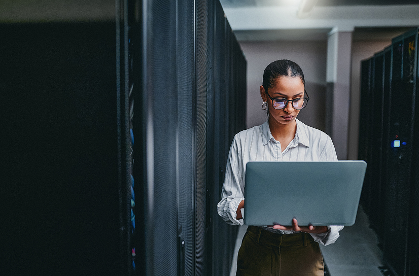 woman working on a laptop