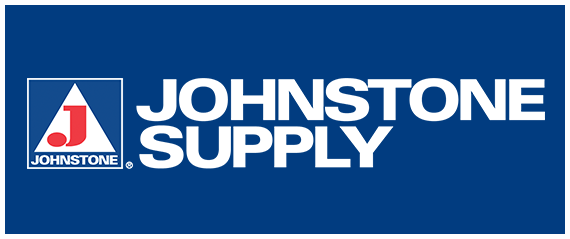 Johnstone Supply company logo with a red J inside a white triangle and the name in bold white letters on a blue background.