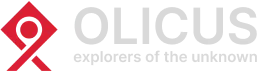 Olicus logo with red abstract symbol and text 'OLICUS explorers of the unknown'.