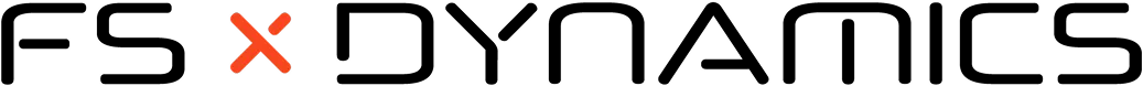 Logo with the word 'Dynamics' in a modern, black font next to an orange stylized 'X' design.