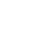Simple white outline of a house with a door and chimney on black background.