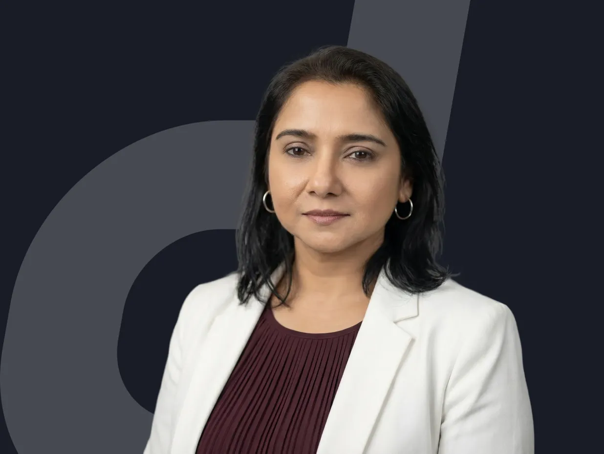 Profile banner of Priyanka Joshi, Vice President of Content and Marketing at Deriv.