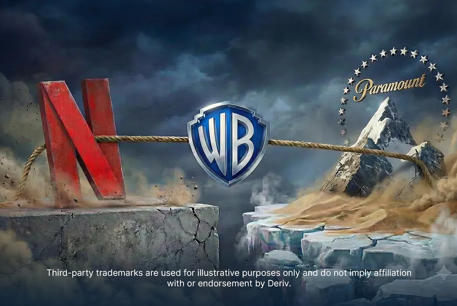 Netflix and Paramount in a tug-of-war for Warner Bros. Discovery, reflecting M&A deal tension.