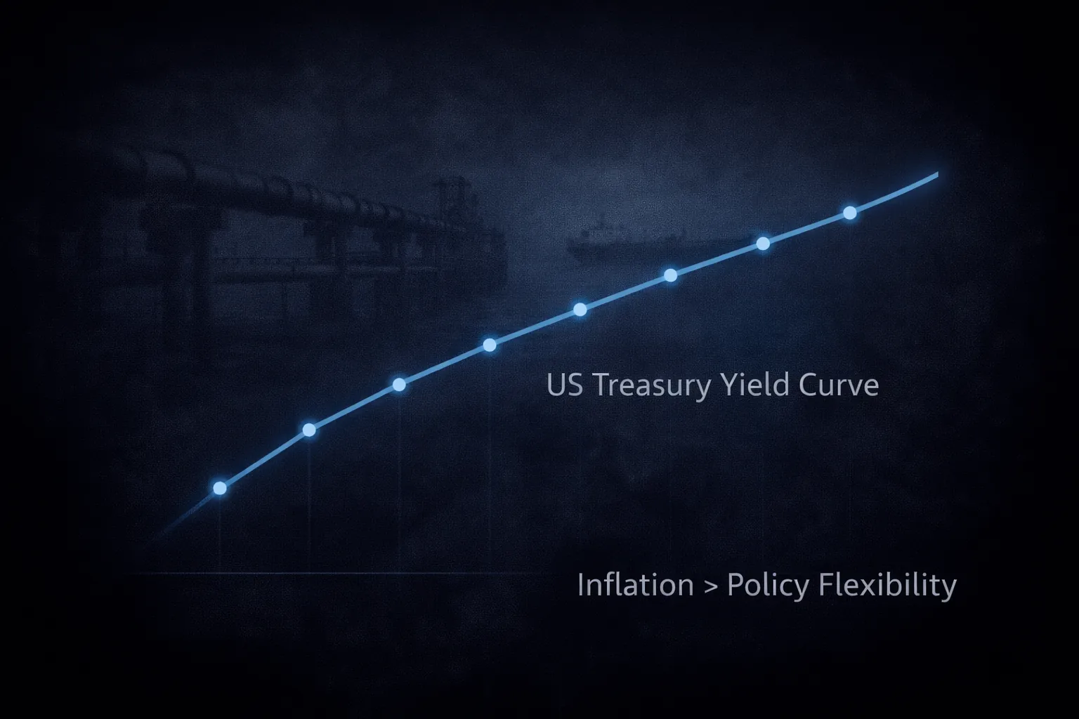 Upward-sloping U.S. Treasury yield curve illustrating inflation pressures and constrained monetary policy.