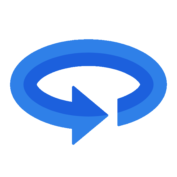 Blue circular arrow icon indicating clockwise rotation or refresh action.