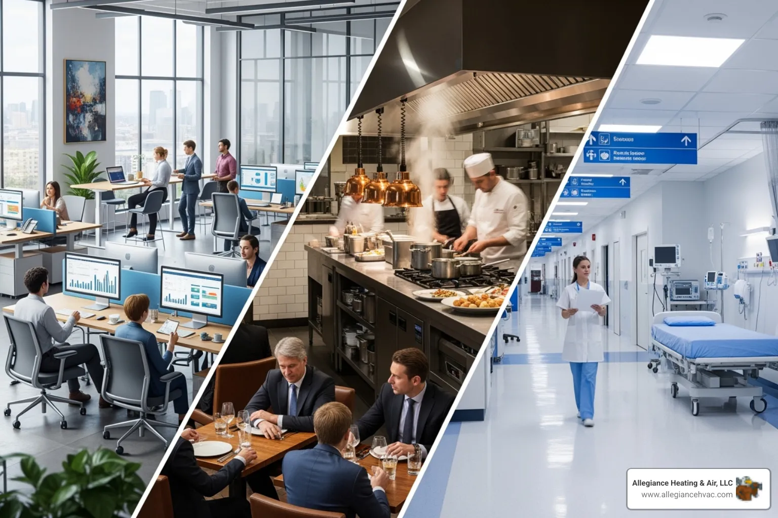 Different commercial environments (office, restaurant, healthcare facility) - Commercial air filtration