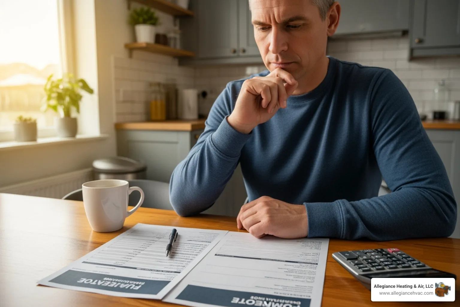 homeowner reviewing furnace installation quote - furnace installation Indiana