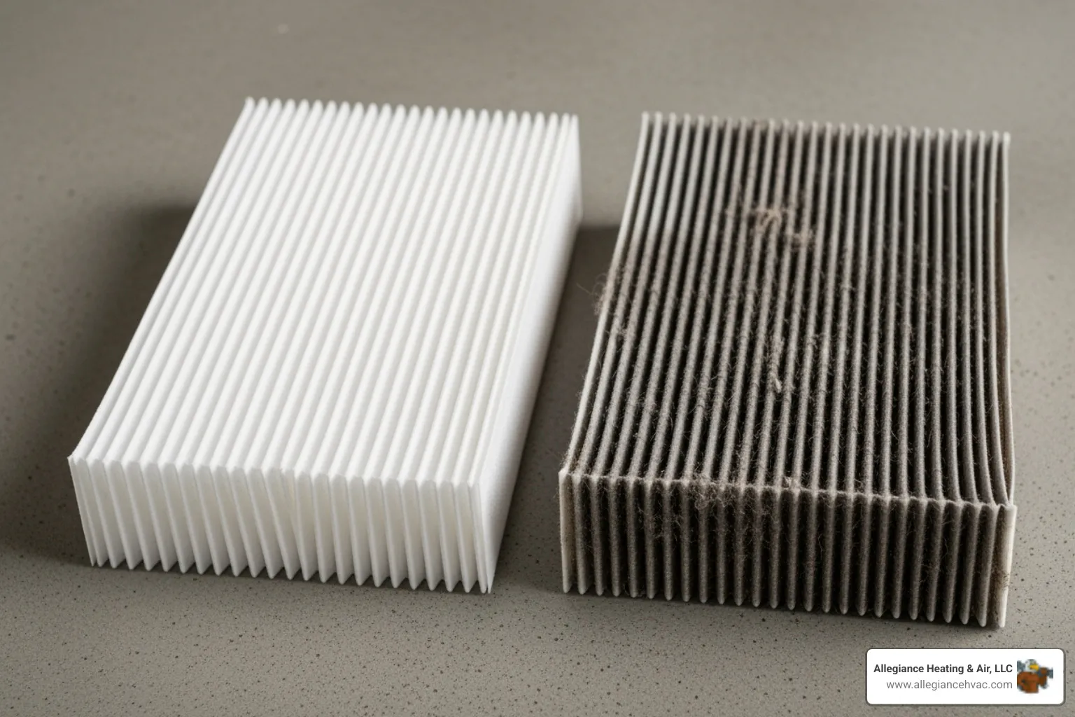 clean furnace filter next to dirty one - furnace not working