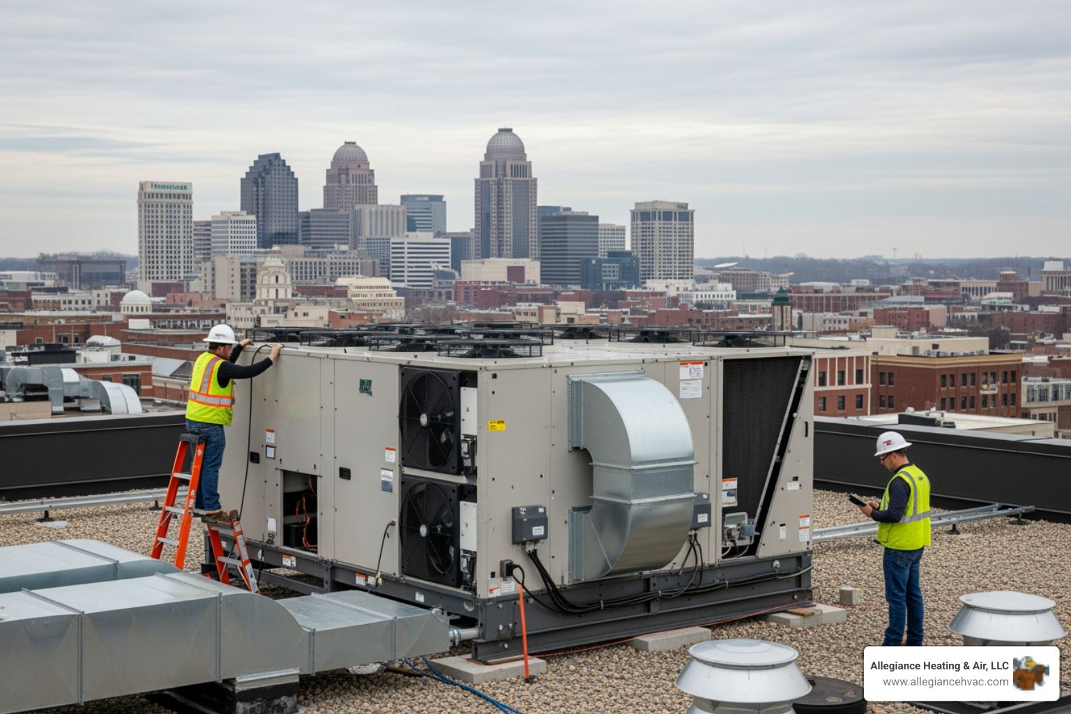 infographic explaining how a heat pump provides both heating and cooling by transferring heat - commercial heat pump installation in louisville, ky
