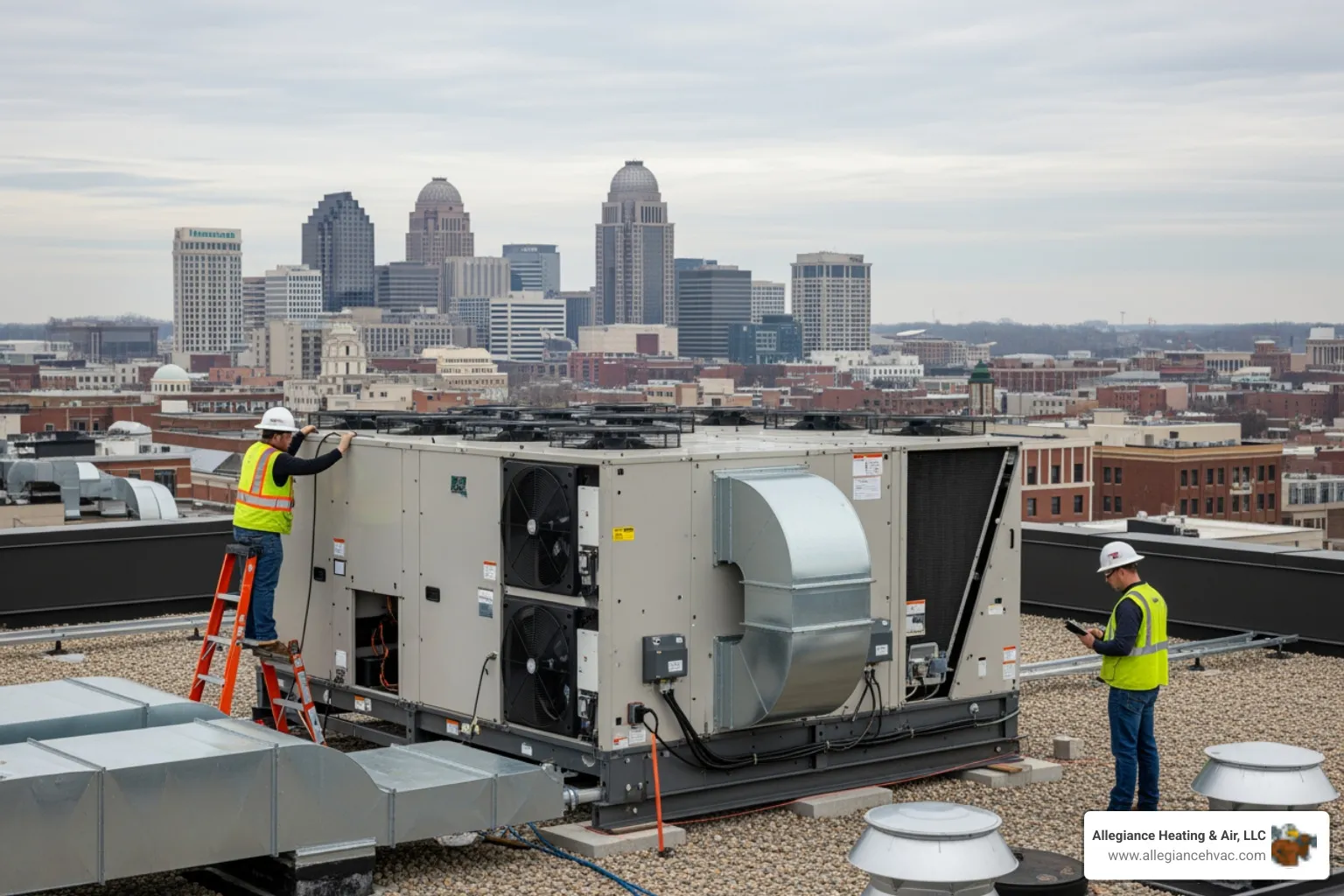 infographic explaining how a heat pump provides both heating and cooling by transferring heat - commercial heat pump installation in louisville, ky