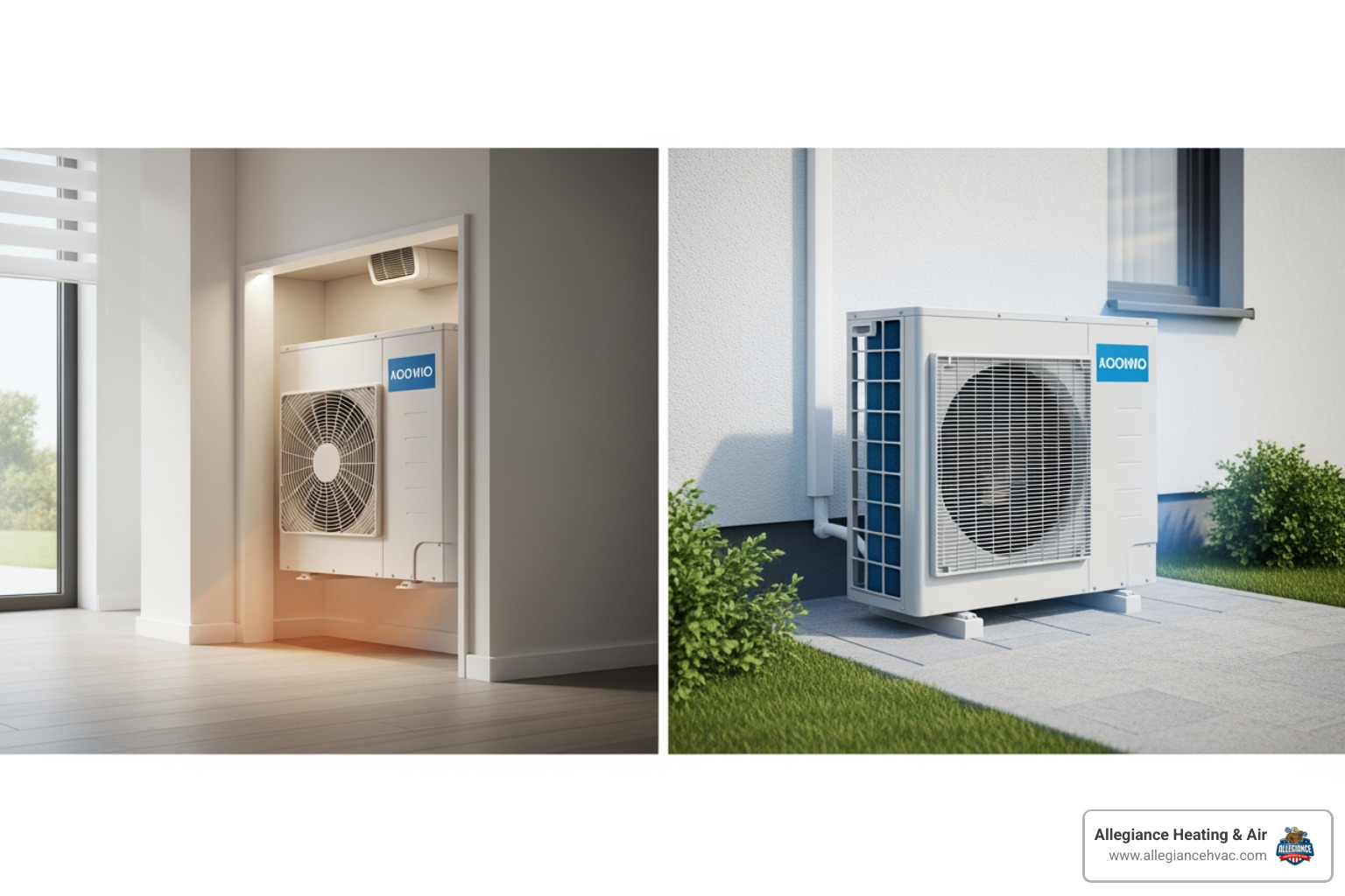 infographic explaining the basic heating and cooling cycle of a heat pump - affordable heat pump installation in new albany, in