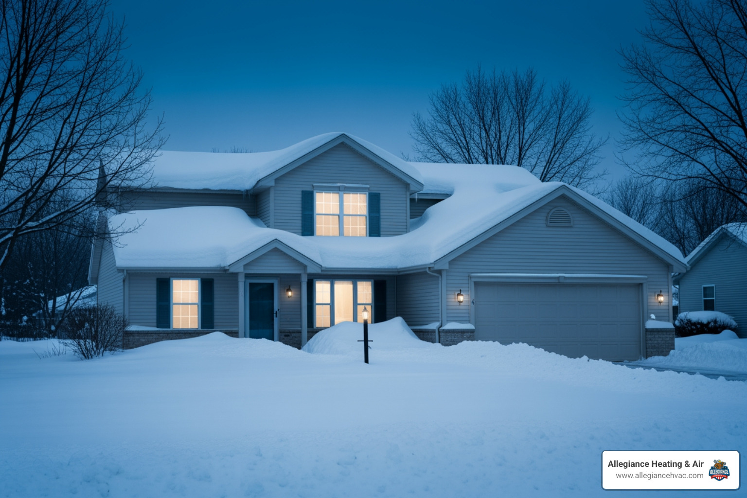 Snowy home in Borden Indiana needing emergency furnace repair - 24 hour furnace repair in borden, in