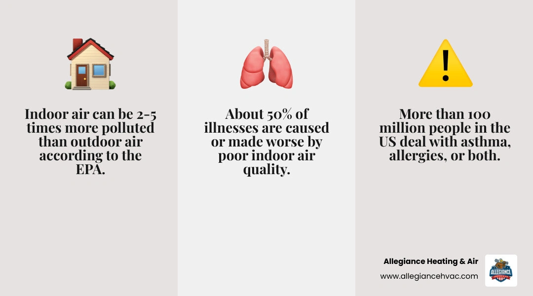 Infographic showing top air purification options for allergy and asthma sufferers with key stats on indoor air pollution Infographic showing top air purification options for allergy and asthma sufferers with key stats on indoor air pollution