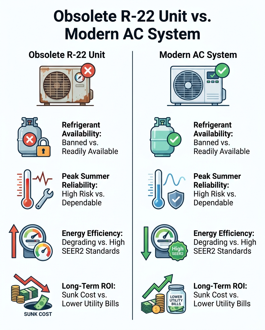 Obsolete R-22 Unit vs. Modern AC System