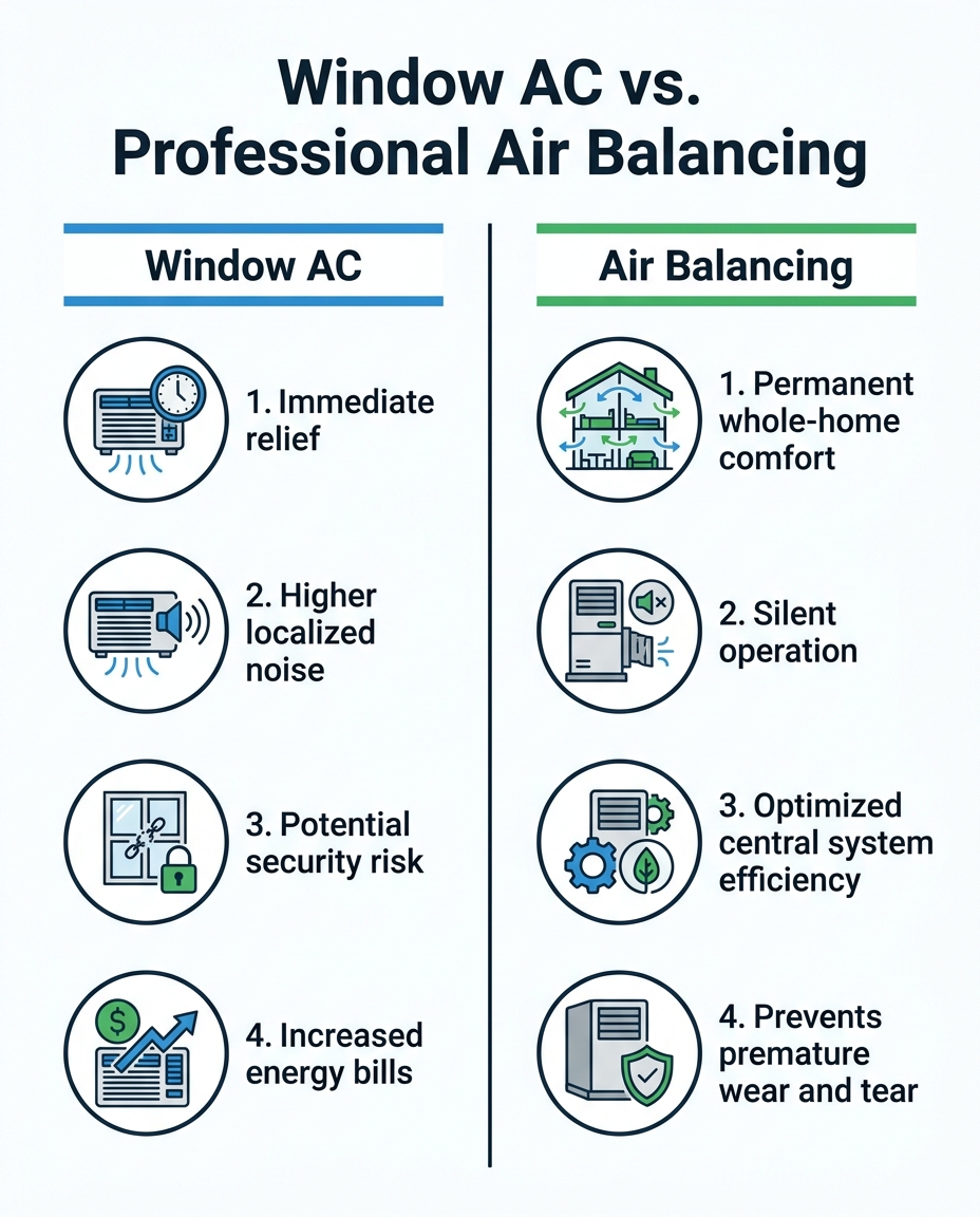 Window AC vs. Professional Air Balancing