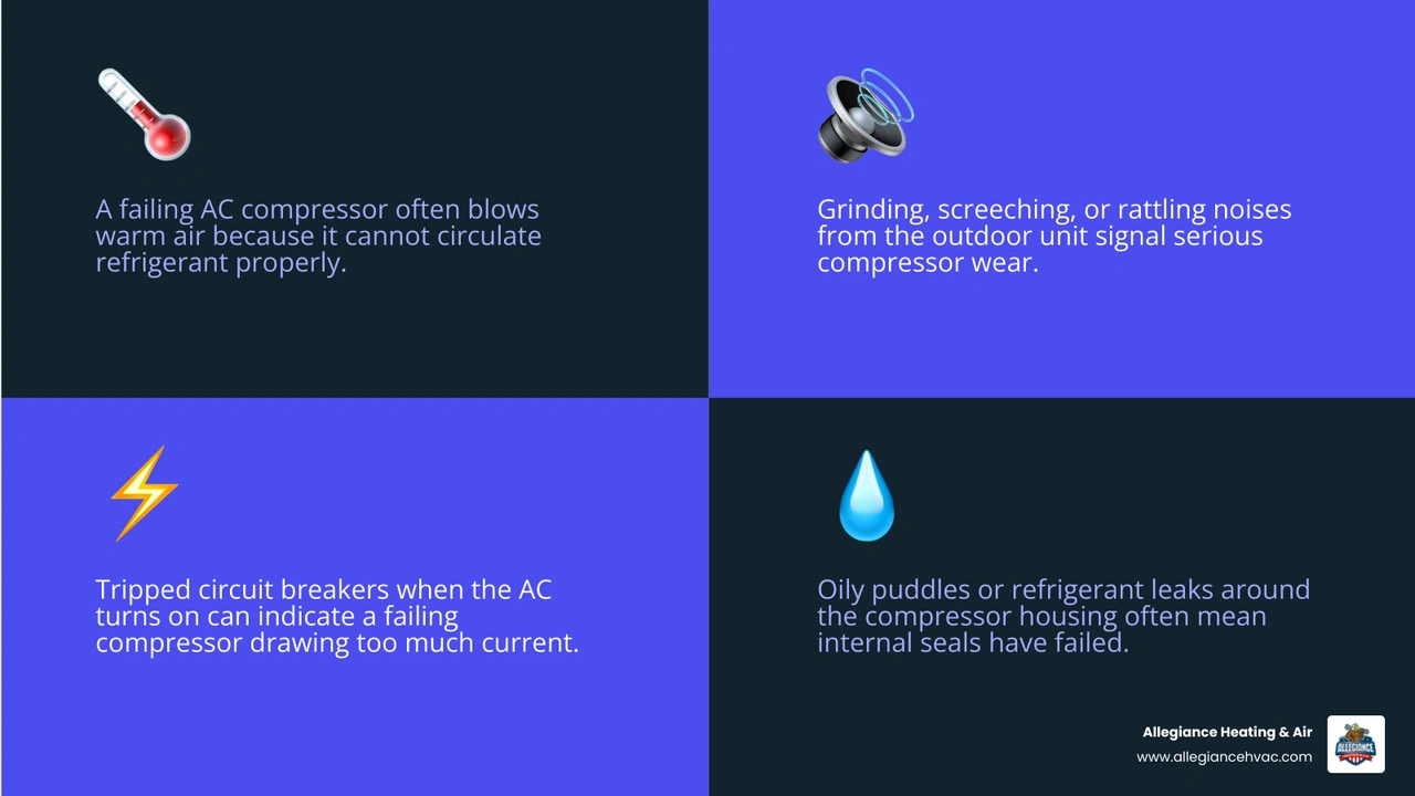 AC compressor failure symptoms infographic infographic