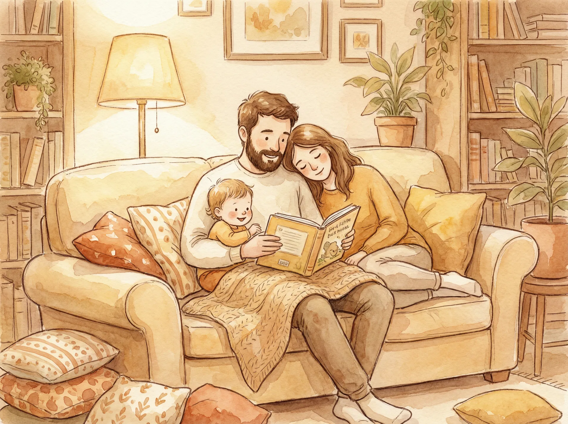 Family relaxing at home