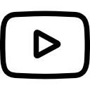 YouTube play button icon in black and white.