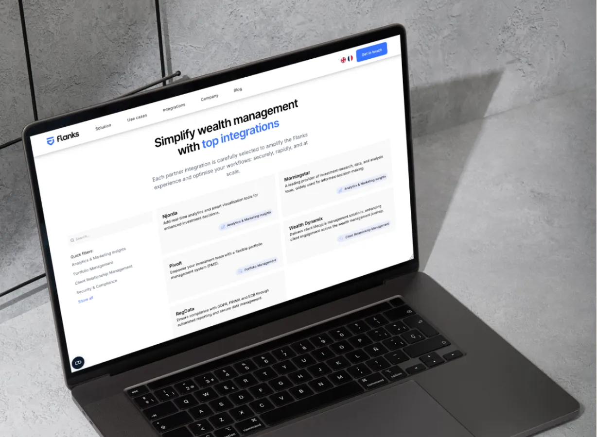 Captura de pantalla de Flanks - Desarrollo Webflow