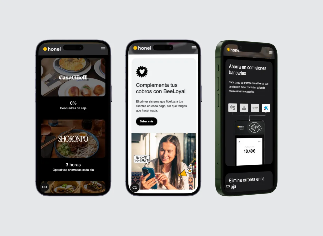 Captura de pantalla de Honei - Desarrollo Webflow