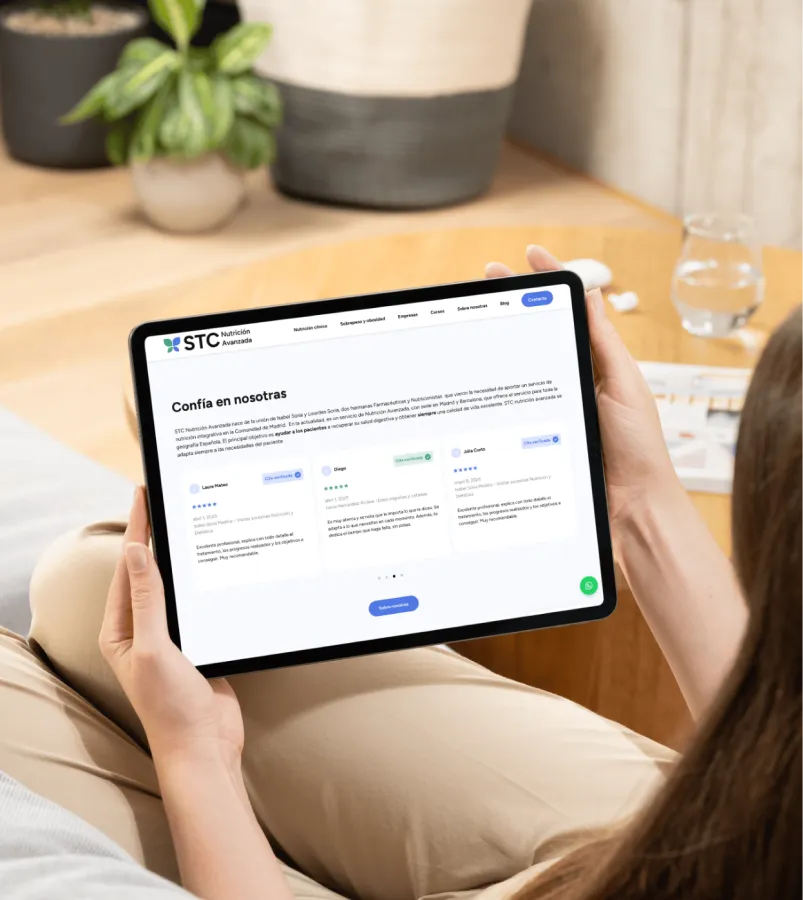 Captura de pantalla de STC Nutrición - Desarrollo Wordpress