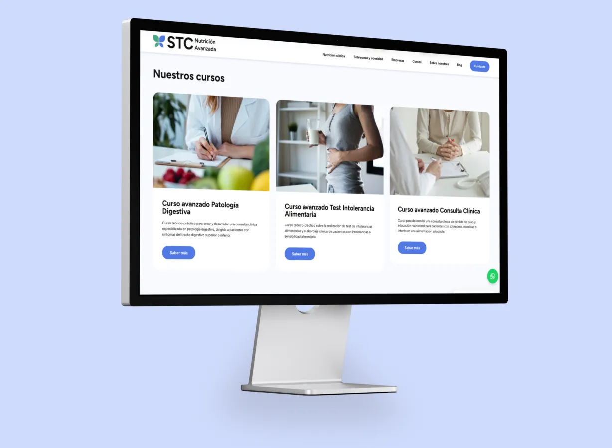Captura de pantalla de STC Nutrición - Desarrollo Wordpress