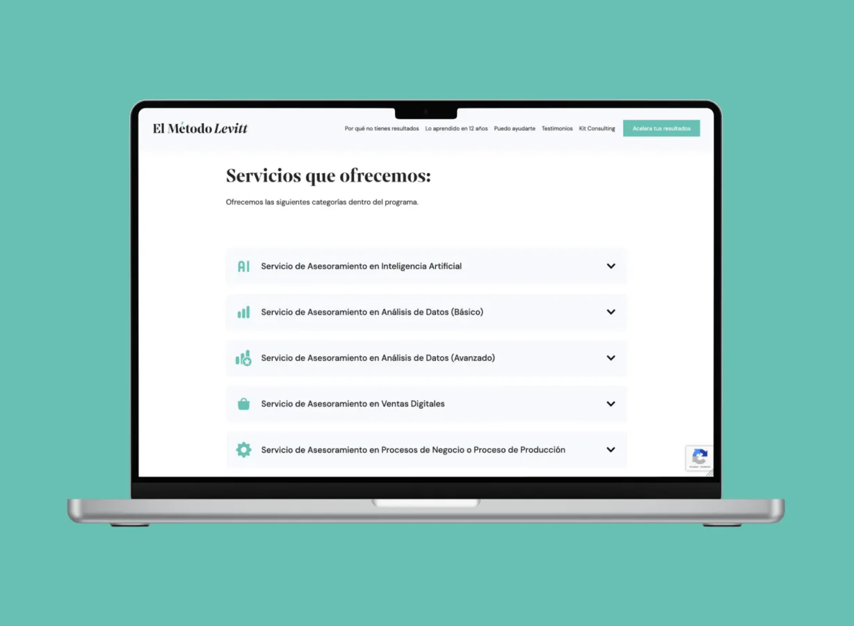 Captura de pantalla de El Método Levitt - Desarrollo Wordpress
