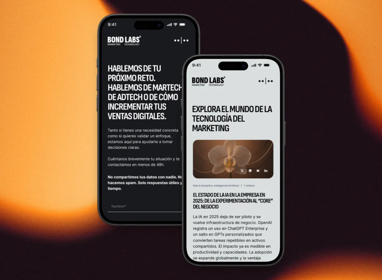 Captura de pantalla BondLabs - Desarrollo Wordpress