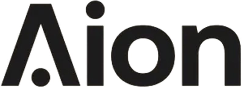 Aion logo in bold black letters.
