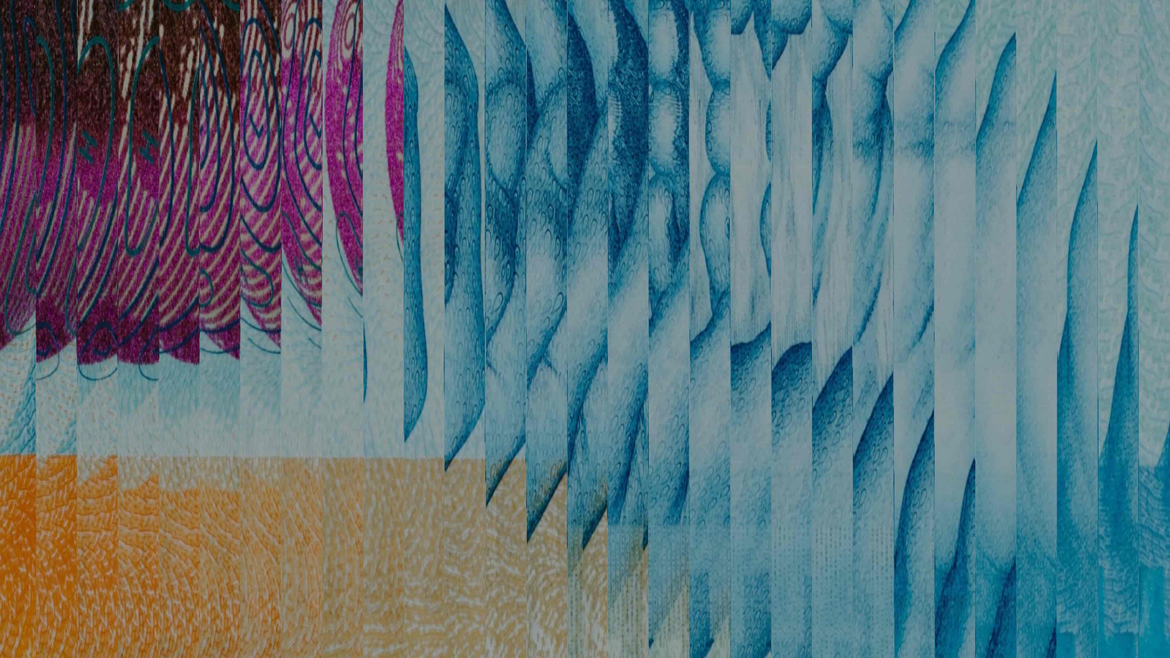 A bank note with fluted glass effect on top.