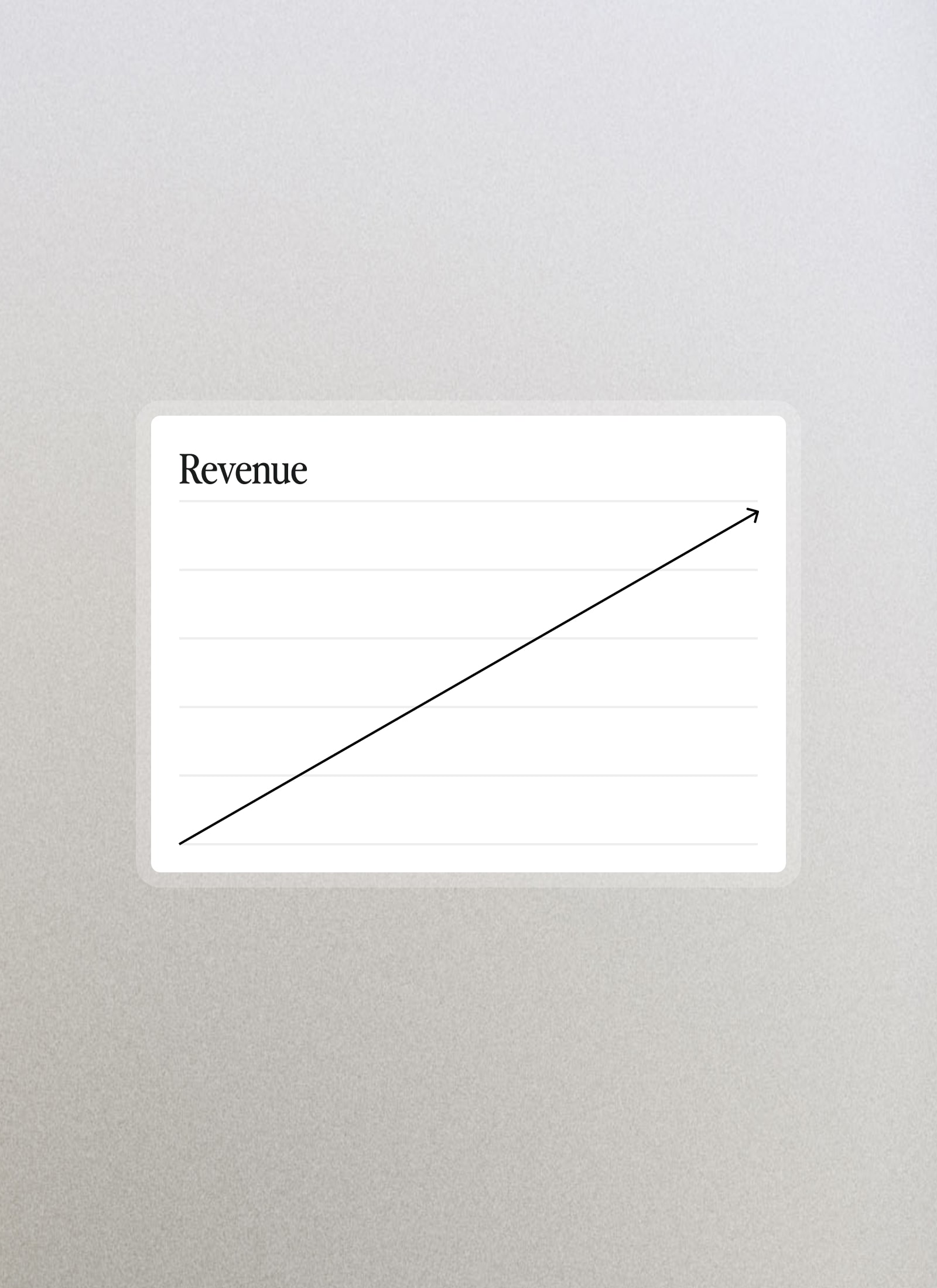 Line chart with an upward diagonal arrow indicating increasing revenue.