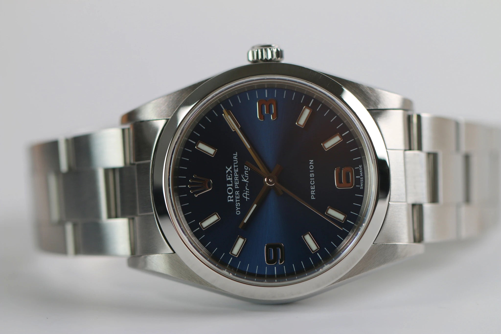 Rolex Air-King 14000M Full set 2002 cadran bleu