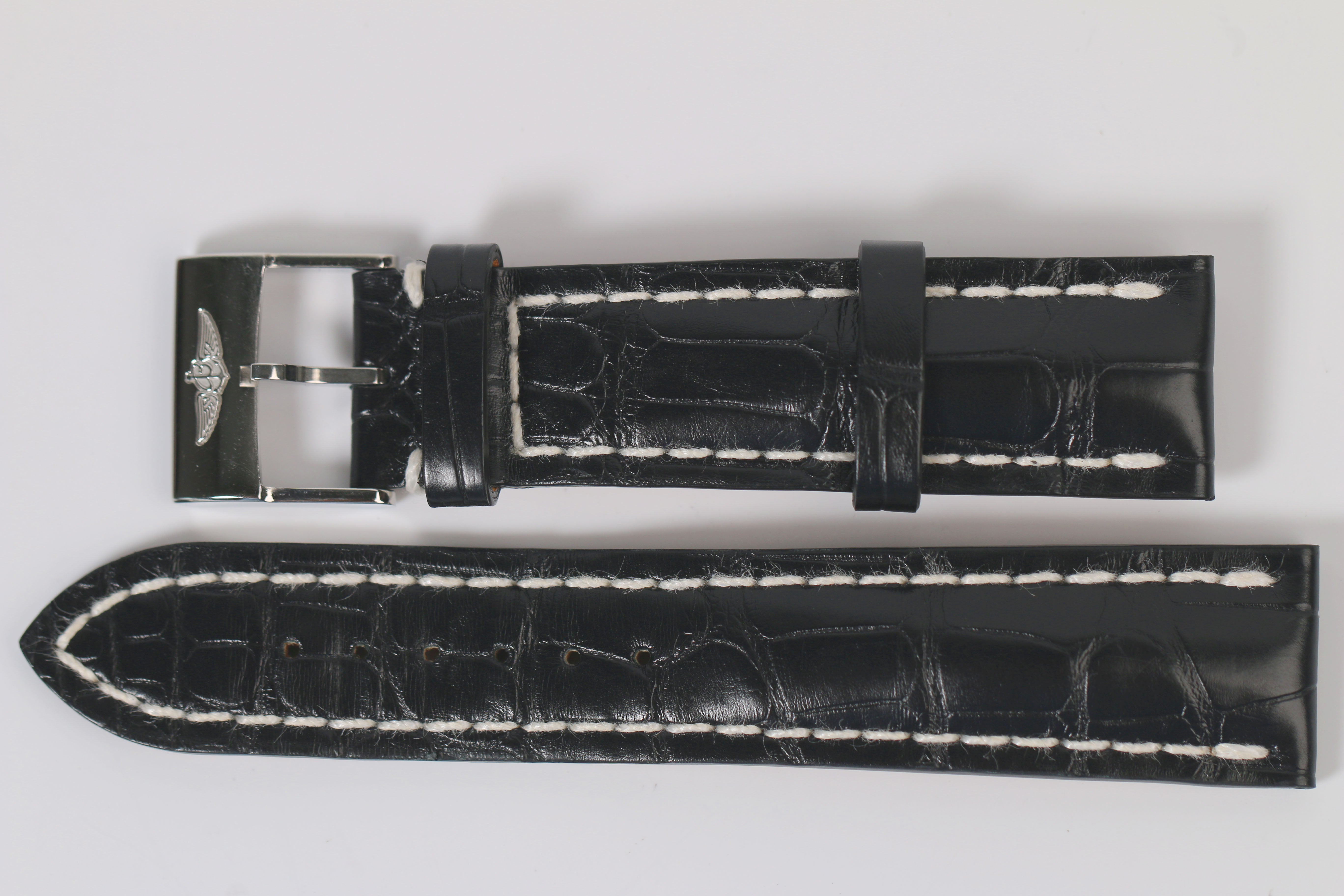 Bracelet Breitling alligator noir boucle ardillon 22-20