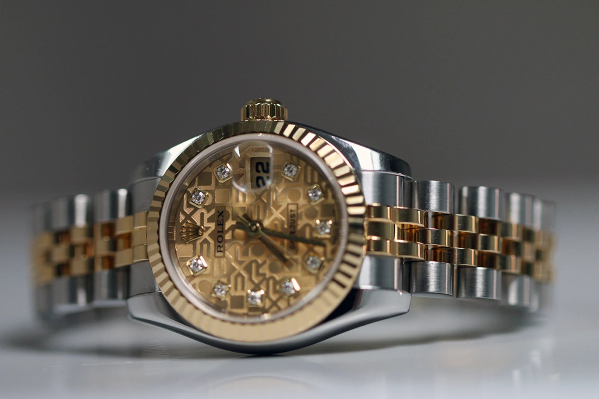 Rolex Datejust 179173G 2010 Champagne computer index diamonds