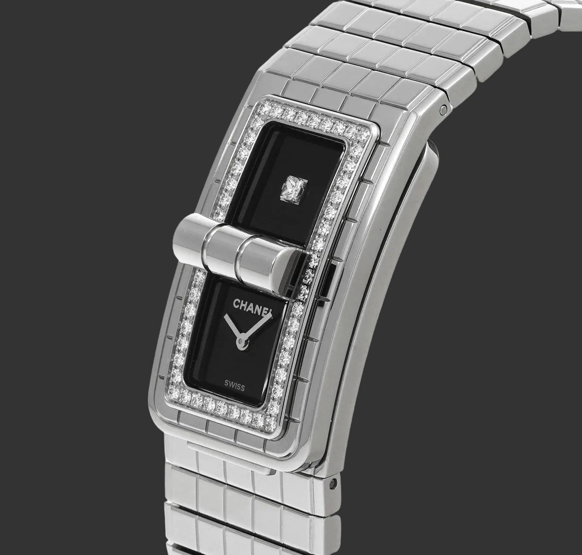 Chanel Coco Codes H5145 Schwarzer Lack Diamant Edelstahl